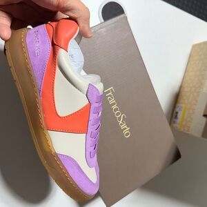 Franco Sarto Colorblock Low-Top Sneakers in Cream, Coral & Lavender